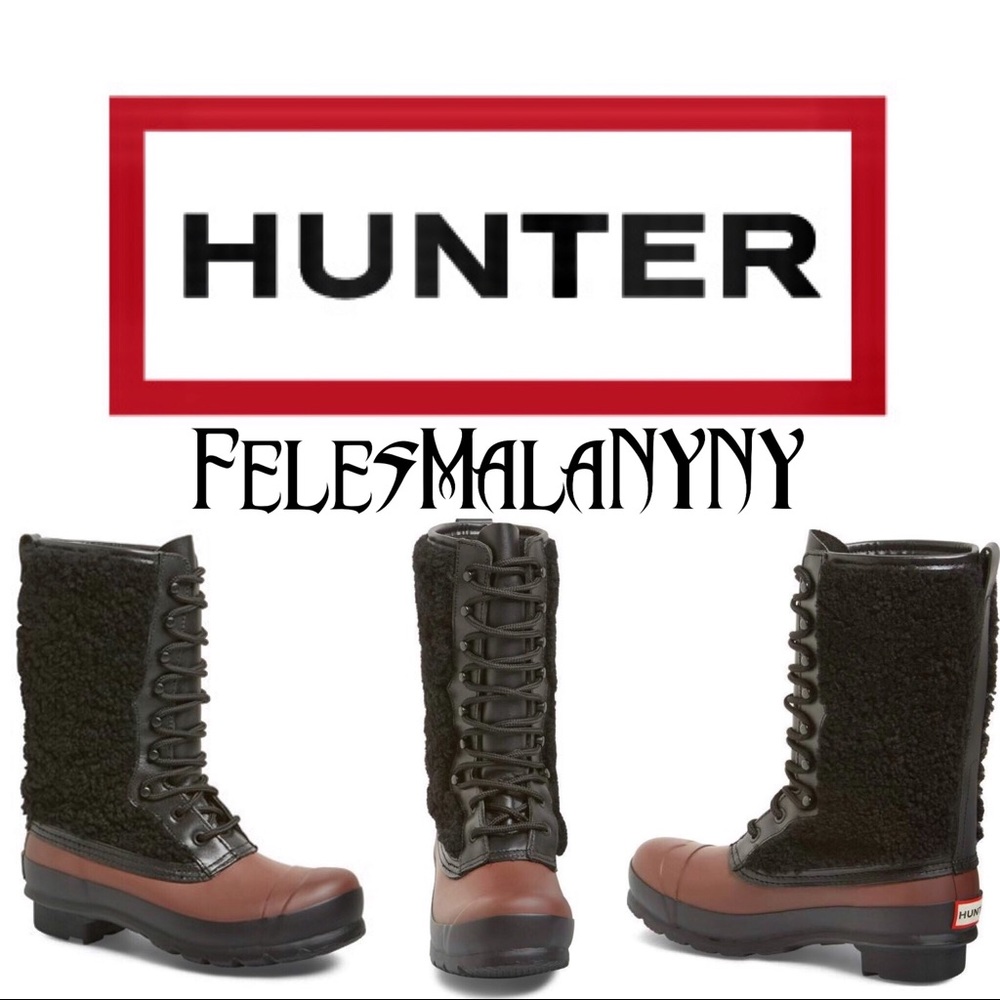 Hunter Shearling Waterproof Brown Winter Boot $295